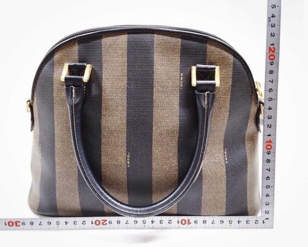 FENDI Vintage Pequin Coated Canvas Dome 2-Way Bag Excellent Used Condition - Picture 16 of 16